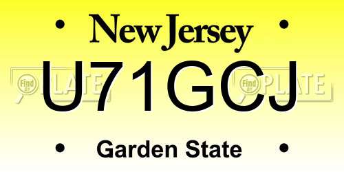 U71GCJ New Jersey License Plate