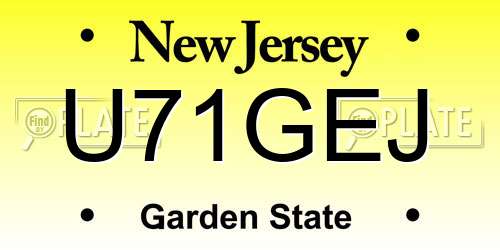 U71GEJ New Jersey License Plate