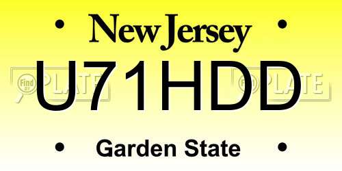 U71HDD New Jersey License Plate