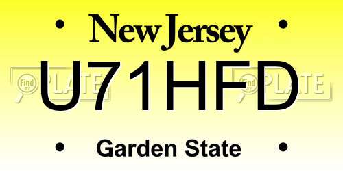 U71HFD New Jersey License Plate