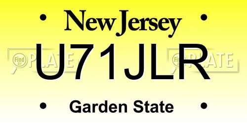 U71JLR New Jersey License Plate