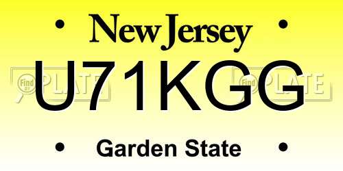 U71KGG New Jersey License Plate