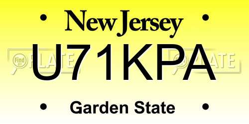 U71KPA New Jersey License Plate