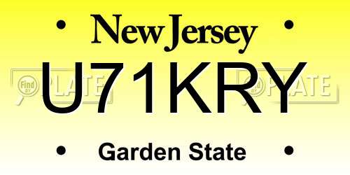 U71KRY New Jersey License Plate