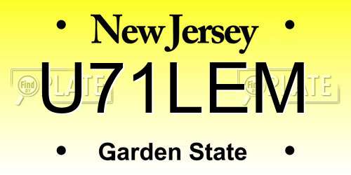 U71LEM New Jersey License Plate