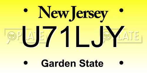 U71LJY New Jersey License Plate