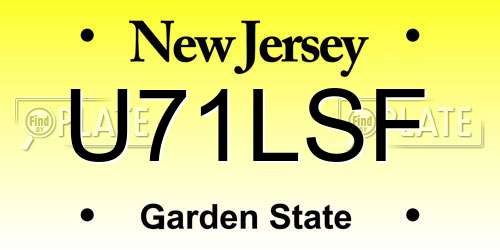 U71LSF New Jersey License Plate