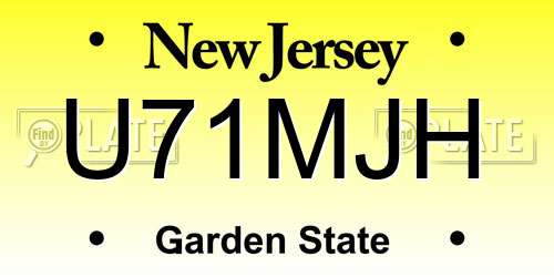 U71MJH New Jersey License Plate