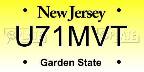 U71MVT New Jersey License Plate