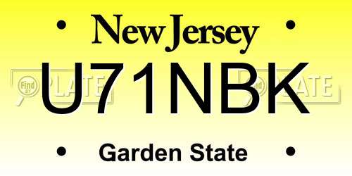 U71NBK New Jersey License Plate