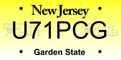 U71PCG New Jersey License Plate