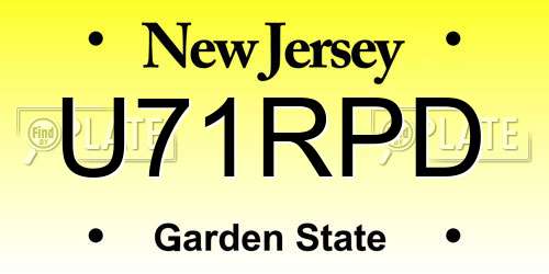 U71RPD New Jersey License Plate
