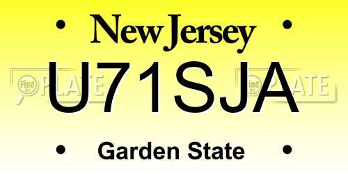 U71SJA New Jersey License Plate