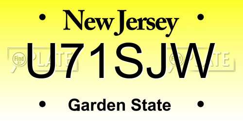U71SJW New Jersey License Plate