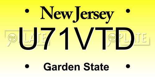 U71VTD New Jersey License Plate