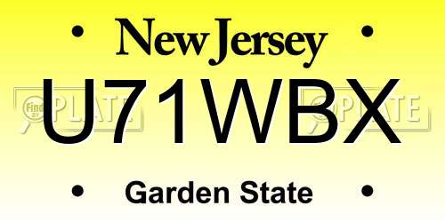 U71WBX New Jersey License Plate