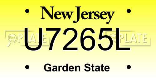 U7265L New Jersey License Plate