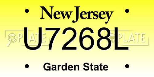 U7268L New Jersey License Plate