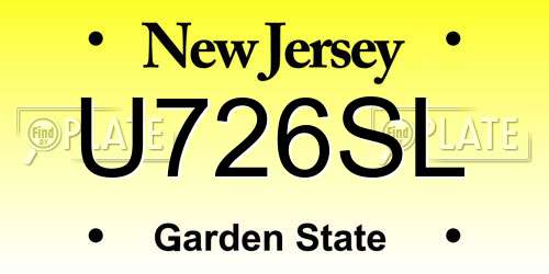 U726SL New Jersey License Plate