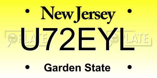 U72EYL New Jersey License Plate