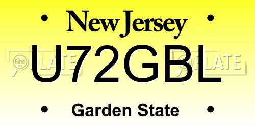 U72GBL New Jersey License Plate