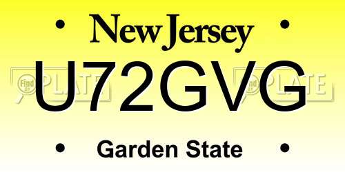 U72GVG New Jersey License Plate