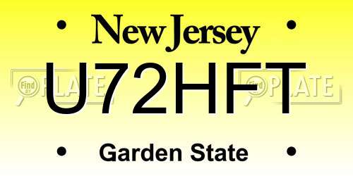 U72HFT New Jersey License Plate