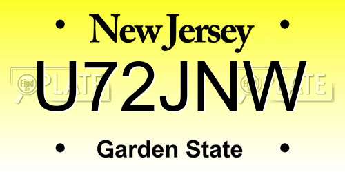 U72JNW New Jersey License Plate