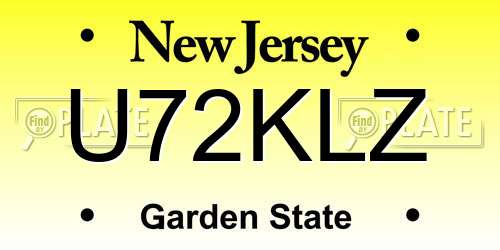 U72KLZ New Jersey License Plate