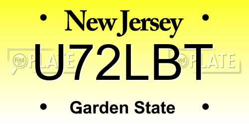 U72LBT New Jersey License Plate