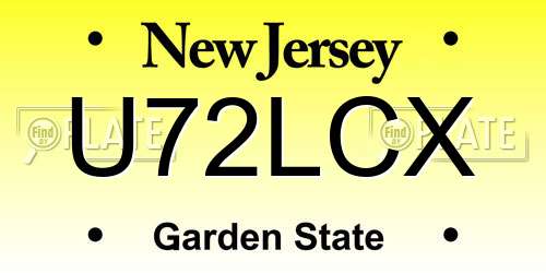 U72LCX New Jersey License Plate
