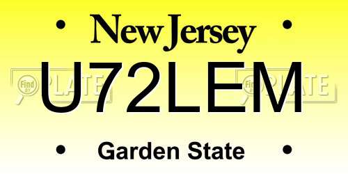 U72LEM New Jersey License Plate