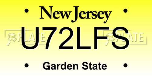 U72LFS New Jersey License Plate