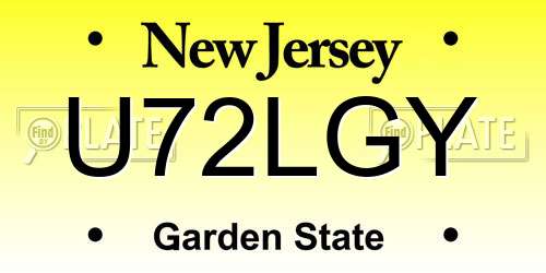 U72LGY New Jersey License Plate