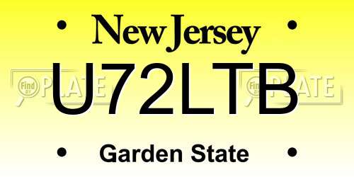 U72LTB New Jersey License Plate