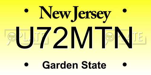U72MTN New Jersey License Plate