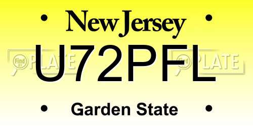 U72PFL New Jersey License Plate