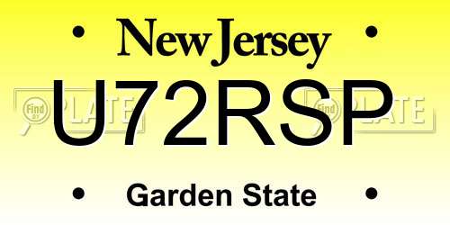 U72RSP New Jersey License Plate