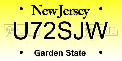 U72SJW New Jersey License Plate