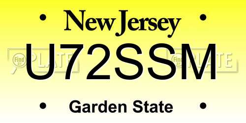 U72SSM New Jersey License Plate