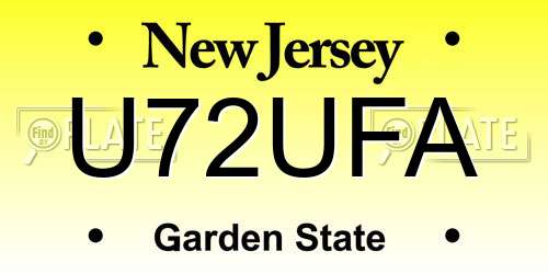 U72UFA New Jersey License Plate