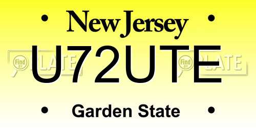 U72UTE New Jersey License Plate