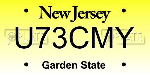 U73CMY New Jersey License Plate