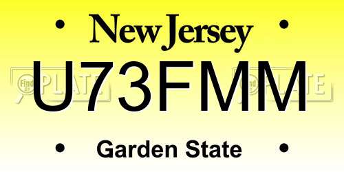 U73FMM New Jersey License Plate