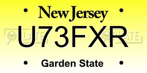 U73FXR New Jersey License Plate