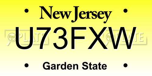U73FXW New Jersey License Plate