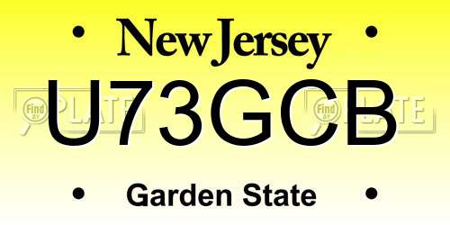 U73GCB New Jersey License Plate