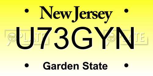 U73GYN New Jersey License Plate