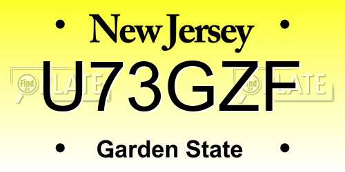 U73GZF New Jersey License Plate