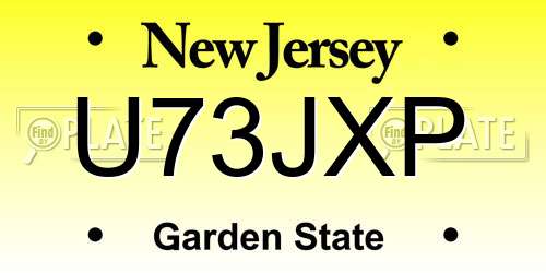 U73JXP New Jersey License Plate